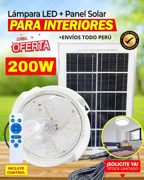 🔋 LÁMPARA LED PARA INTERIORES CON PANEL SOLAR 200W | ORIGINAL 🌞