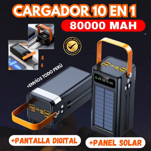 🌞 CARGADOR PORTÁTIL POWER BANK SOLAR 80000MAH 🔋 | ENVÍO GRATIS
