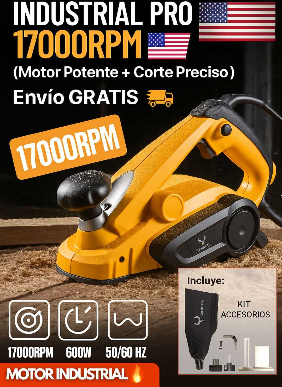 Cepilladora Eléctrica Industrial PRO 17000RPM 🇺🇸 (Alta Precisión + Motor Potente) | Envío GRATIS 🚚🔥