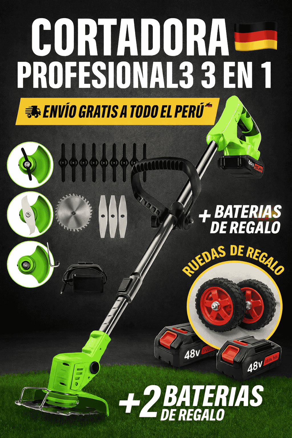 Cortadora Inalámbrica Profesional 3 en 1 (Incluye 2 Baterías + 10 Cuchillas de Regalo) | Envío GRATIS a Todo el Perú 🚚
