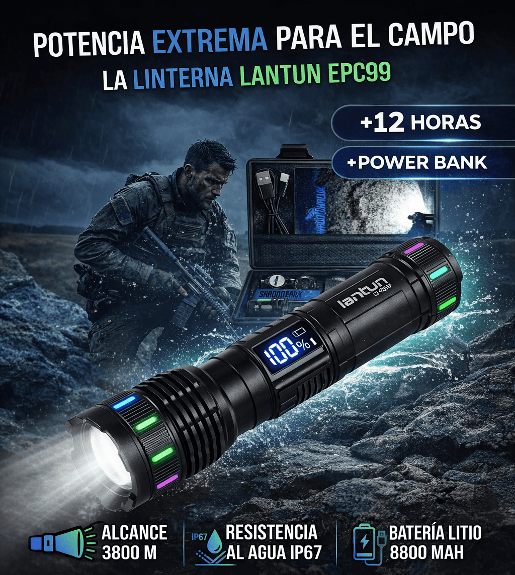 🔦😱Linterna Zoom Telescópica de Acero 3800M + Potencia🔋| OFERTA