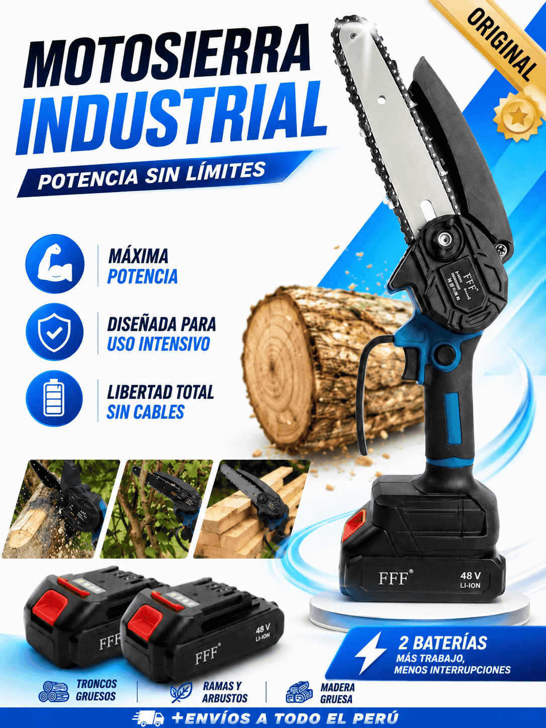 Motosierra Inalámbrica Profesional Americana (2 Baterías) 🇺🇸🔥 | Envío GRATIS 🚚