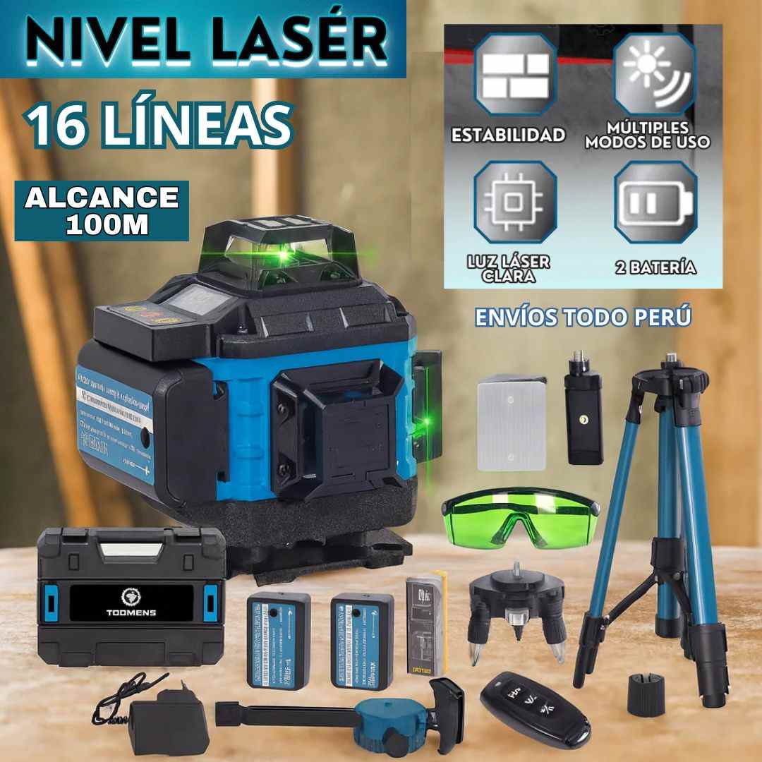 NIVEL LÁSER PROFESIONAL 16 LÍNEAS AMERICANO 🇺🇸 | ENVÍO GRATIS