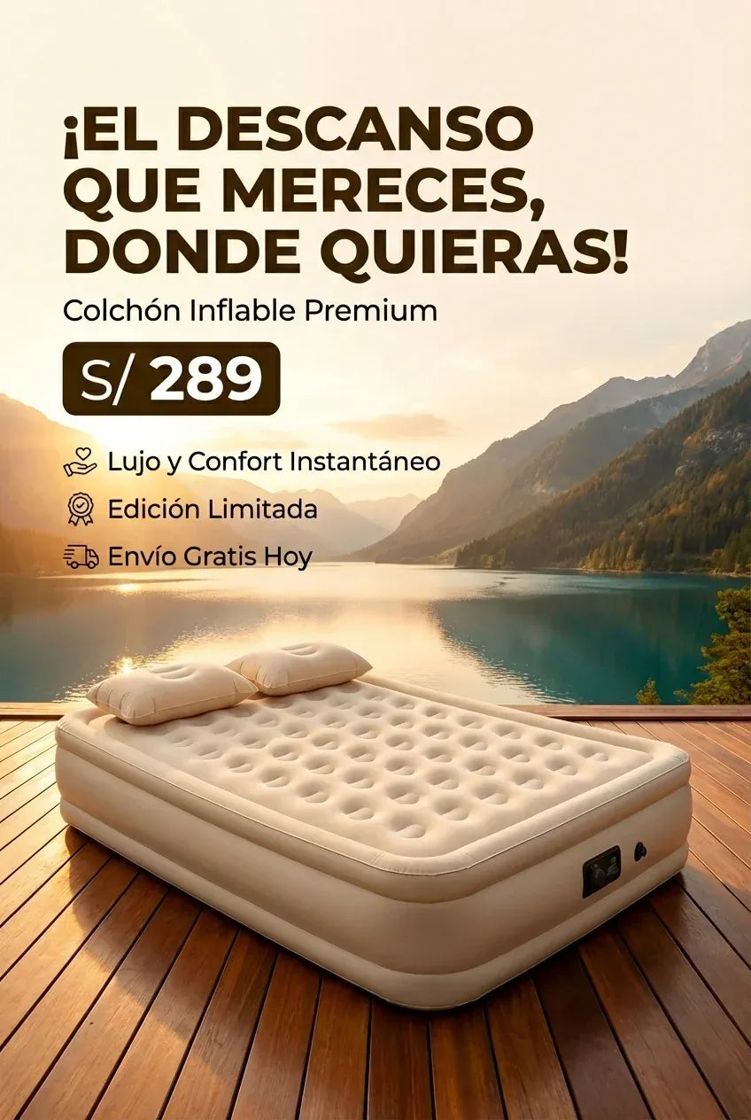 Colchón Inflable Eléctrico Premium 2 en 1 (Impermeable + Bomba Automática) 🔥 | Envío GRATIS 🚚