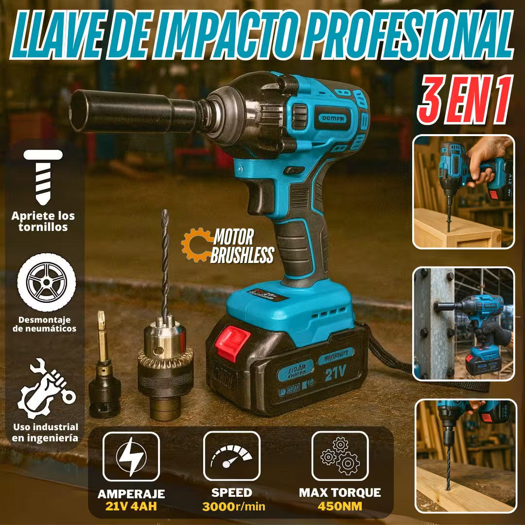 LLAVE DE IMPACTO INALÁMBRICO AMERICANO 🇺🇸 + ACCESORIOS GRATIS