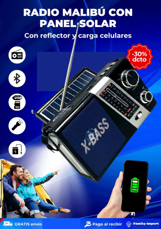 RADIO POWER BANK CON PANEL SOLAR Y LINTERNA 🤩 | ENVÍO GRATIS