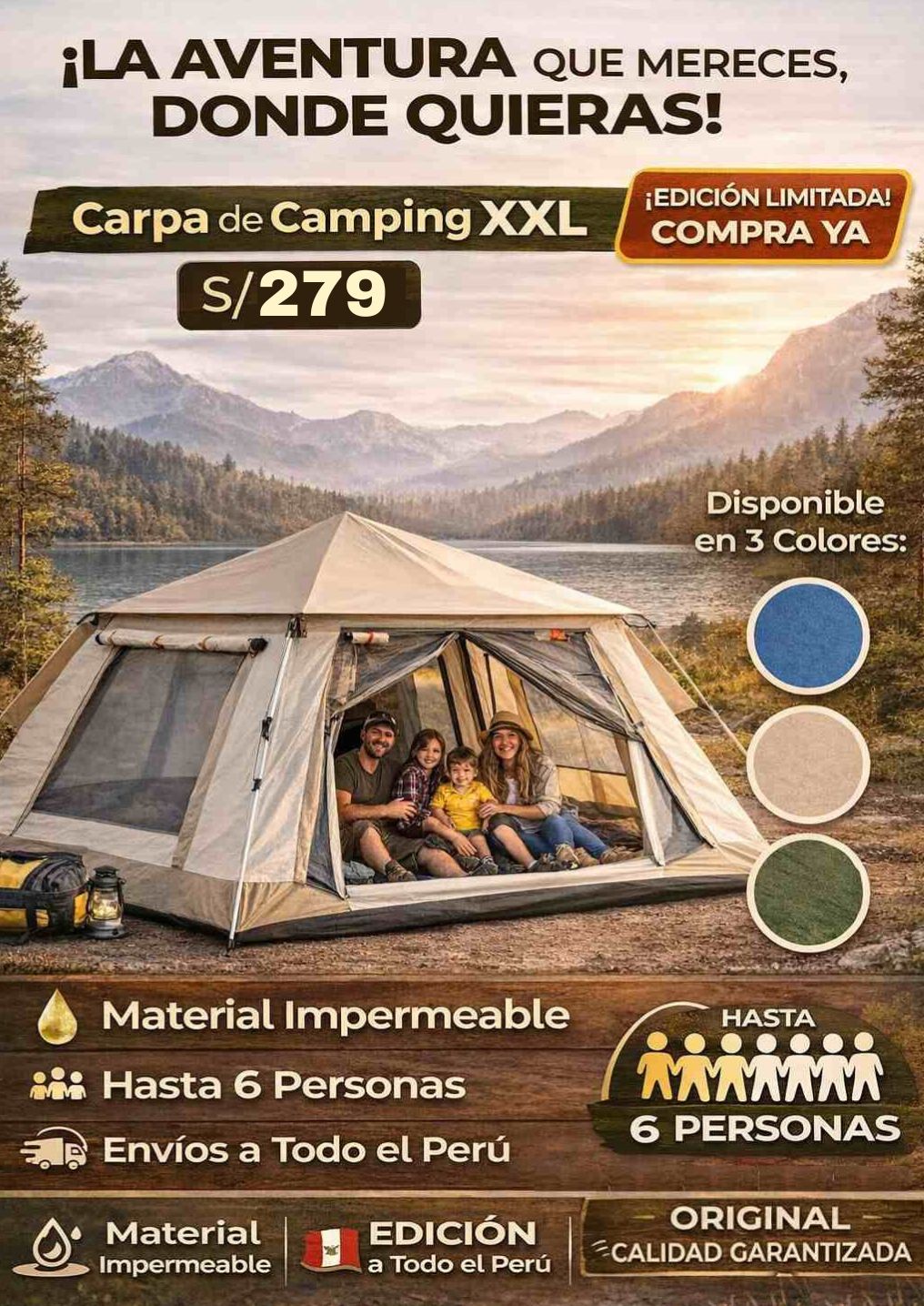 CARPA DE CAMPING SUPER XXL DE HASTA 6 PERSONAS⛺🔥