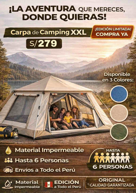 CARPA DE CAMPING SUPER XXL DE HASTA 6 PERSONAS⛺🔥