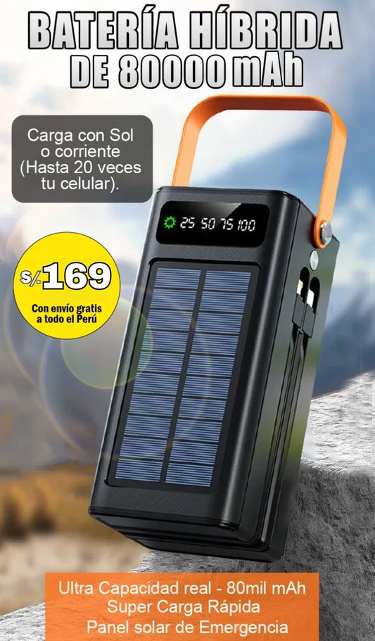 🌞 CARGADOR PORTÁTIL POWER BANK SOLAR 80000MAH 🔋 | ENVÍO GRATIS