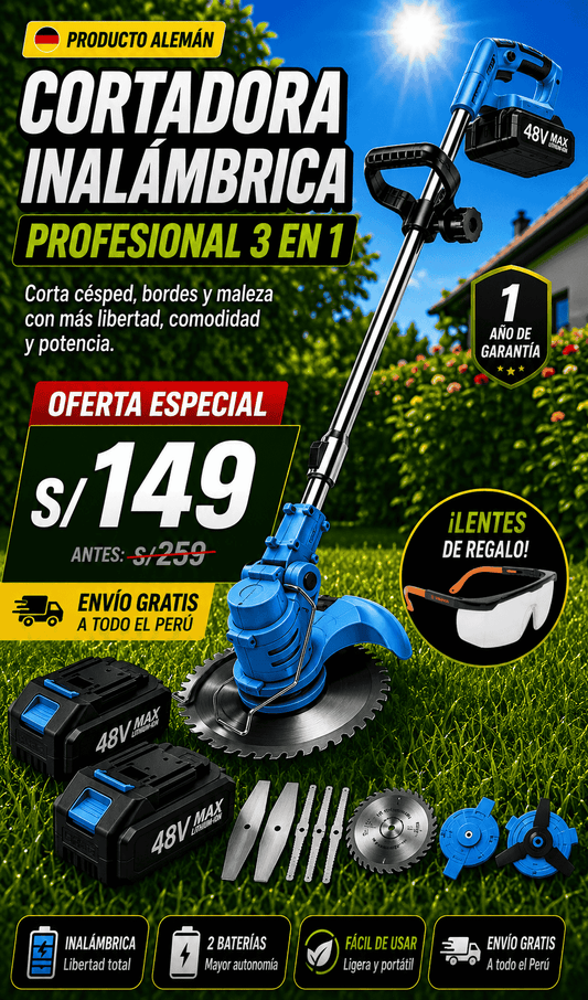 Cortadora Inalámbrica Profesional 3 en 1 (Incluye 2 Baterías + 10 Cuchillas de Regalo) | Envío GRATIS 🚚