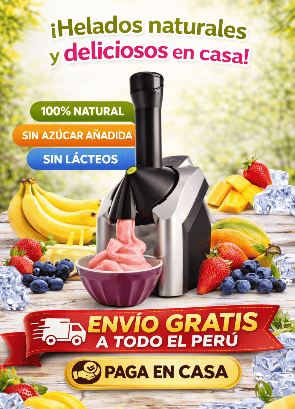 Maquina Helados de Frutas Saludables 3 en 1 🔥 Promo Verano