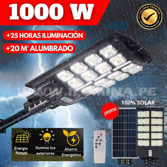 🔋 REFLECTOR LED SOLAR INTELIGENTE 1000 WATTS 💥🌞 | ENVÍO GRATIS