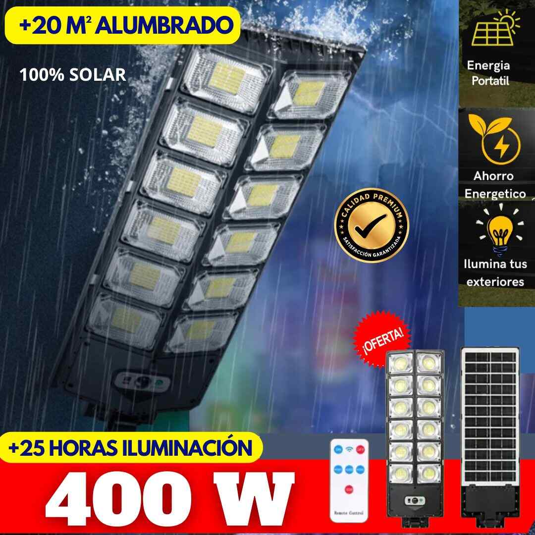 🔋 Farola Solar Inteligente 400WATS 🌞 | Entrega Segura y Pago en Casa