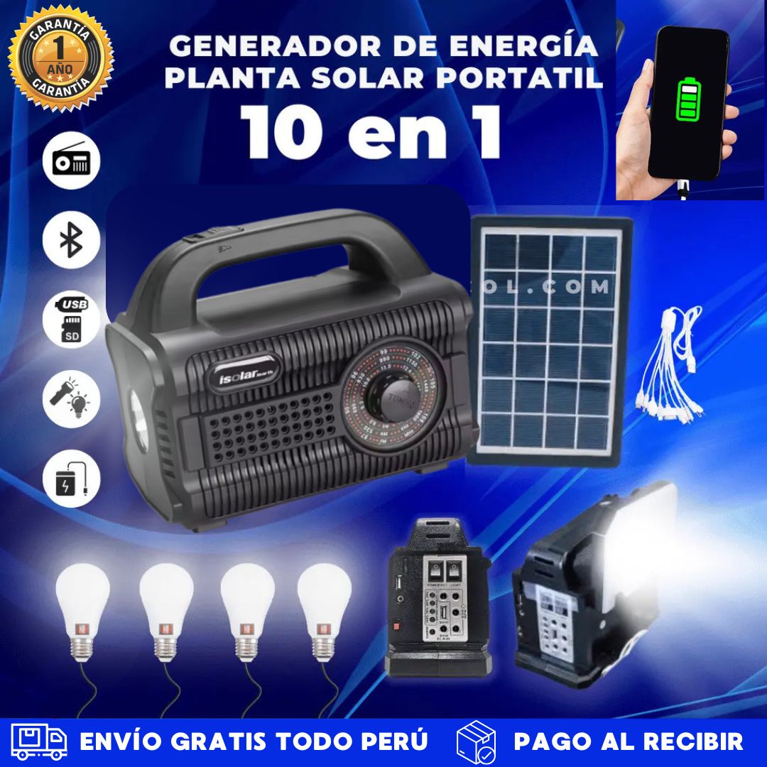 PLANTA SOLAR POWER BANK CON RADIO 10 EN 1 💡🌞 | ENVÍO GRATIS