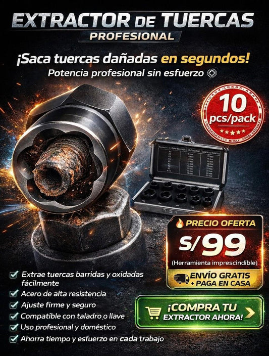 EXTRACTOR DE TUERCAS MASTER PRO🔩DE 10 PIEZAS🔥