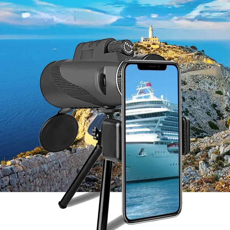 Monocular Militar PRO MAX® 40x60 (Hecho en USA 🇺🇸) | 2000 m + Láser y Linterna Integrados + Trípode y Brújula GRATIS 🎯