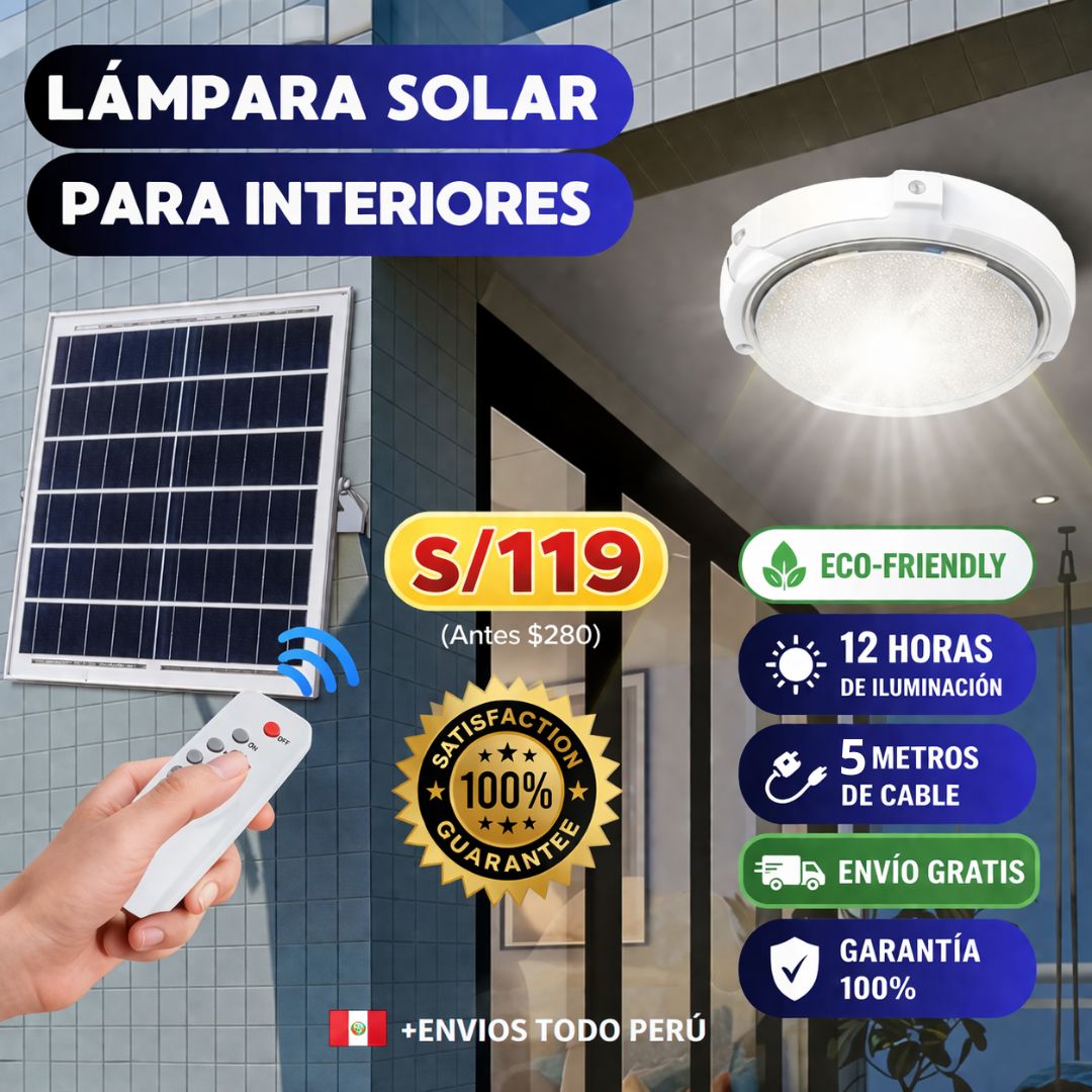 🔋Plafón Solar Led Para Interiores CON PANEL SOLAR + Control y Cable de Instalación | Envío Gratis 🌞